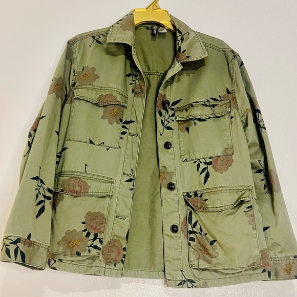 H&M Floral Army Green Women's Jacket - Picture 3 of 3